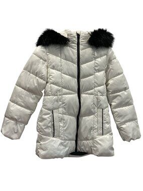 Michael Kors Hooded Puffer Jacket Girls 14 White Black Gorpcore Outdoor Winter
